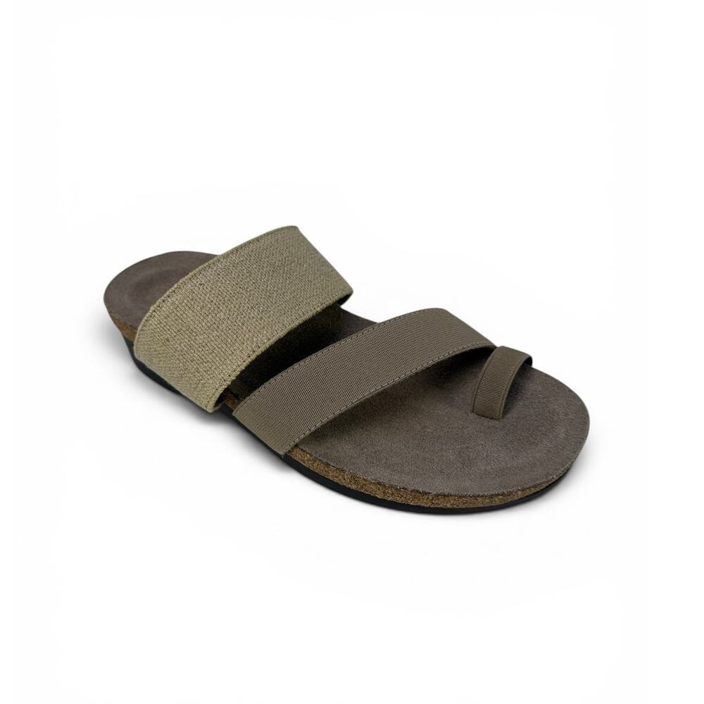 Munro Aries Comfort Sandals Womens 5 Wide Beige Stretch Slide Toe Ring